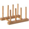 Basicwise Set of 2 Bamboo Wooden Dish Drainer Rack, Plate Rack, And Drying Drainer, 3 Grid QI004355C.2